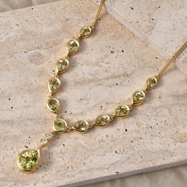 D'Joy AAA Ouro Verde-Quarz Halskette ca. 45 cm 925 Silber 750 Gelbgold vermeil ca. 11,08 ct. image number 1