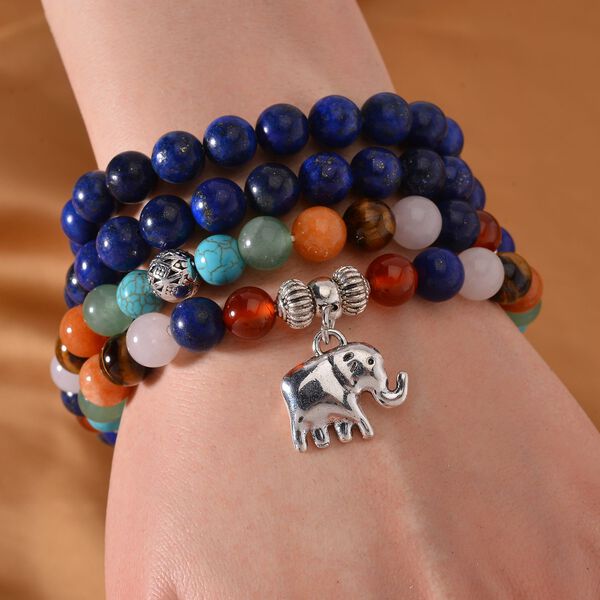 Mehrfarbig Edelsteine Schmuckset Reiner Edelstahl Schwarz oxidiert und Legierung Schwarz oxidiert ca. 648,00 ct. image number 3