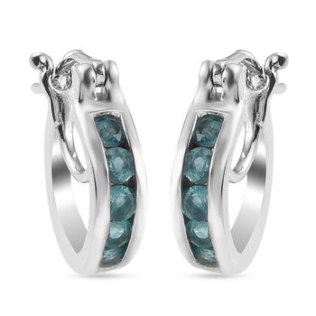 Blaugr&uuml;ner Grandidierit Creolen 925 Silber platiniert ca. 0,62 ct