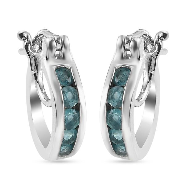 Blaugr&uuml;ner Grandidierit Creolen 925 Silber platiniert ca. 0,62 ct