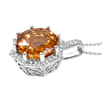 D'Joy Citrin und Moissanit Anh&auml;nger mit 50cm Kette - 12,96 ct.