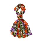 LA MAREY - 100% Maulbeeren-Seidenschal, Chiffon, 195x110cm, Weiß-Orange