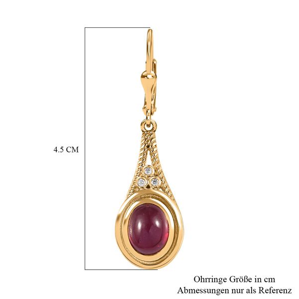 AA Afrikanischer Rubin (Fissure gef&uuml;llt), Moissanit Ohrringe, 925 Silber Gelbgold Vermeil, ca. 6.17 ct image number 5