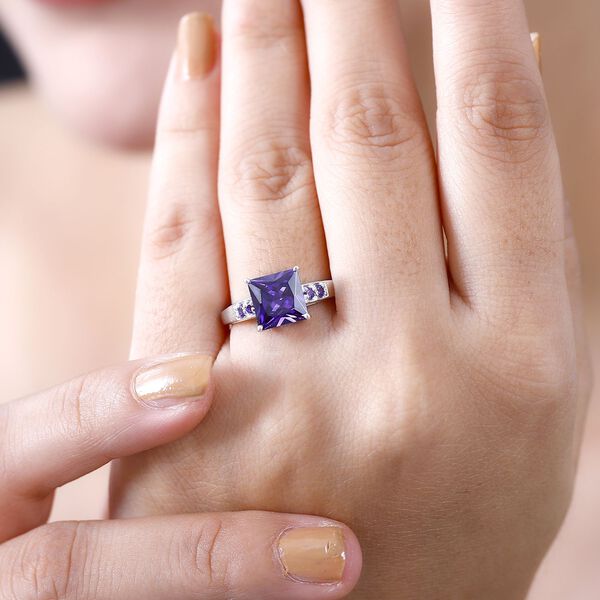 LUSTRO STELLA - Blauer Zirkonia Ring 925 Silber (Gr&ouml;&szlig;e 17.00) image number 3