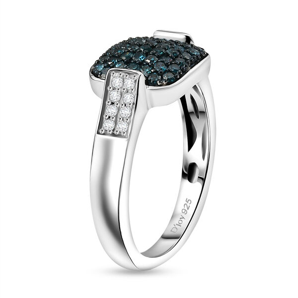 D'Joy Wei&szlig;er Diamant, Blauer Diamant Ring 925 Silber Rhodiniert (Gr&ouml;&szlig;e 20.00) ca. 0,48 ct image number 4