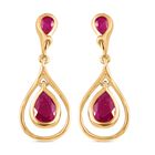 Afrikanische Rubin (Fissure gef&uuml;llt) Ohrringe, 925 Silber vergoldet ca. 2.40 ct
