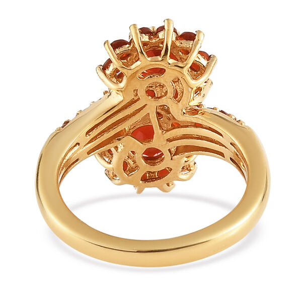 Mexikanischer Kirschfeuer-Opal Bypass Ring 925 Silber vergoldet  ca. 1,44 ct image number 6