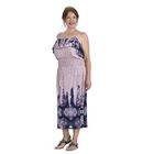 Midaxi-Kleid mit gesmokter Taille, One Size,  Dunkelblau mit rosa Blumen