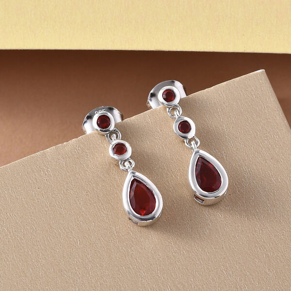 Mexikanische Kirschfeuer-Opal Ohrh&auml;nger in Silber image number 2