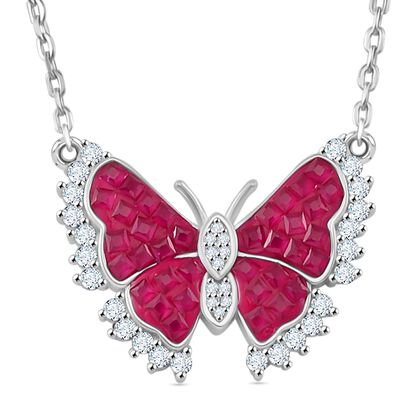 Quarzit, Wei&szlig;er Zirkonia Halskette ca. 45 cm 925 Silber rhodiniert