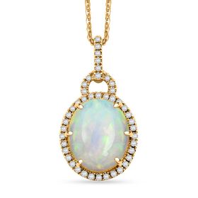 AAA Natürlicher, äthiopischer Welo Opal, Weißer Diamant Schmuckset 417 Gold ca. 3,60 ct.