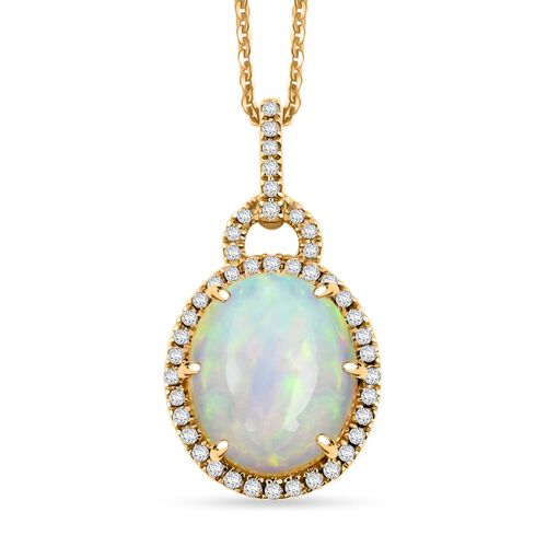 AAA Natürlicher, äthiopischer Welo Opal, Weißer Diamant Schmuckset 417 Gold ca. 3,60 ct. image number 0