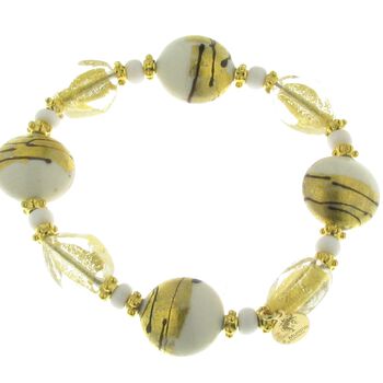 IL MURANO DI FRANCESCA- flexibles wei&szlig;es Muranoglas aus Italien DISC Armband