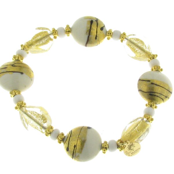 IL MURANO DI FRANCESCA- flexibles wei&szlig;es Muranoglas aus Italien DISC Armband