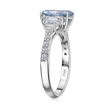 LUXURIANT DIAMOND - Lab Grown Blauer Diamant VS-EF, Lab Grown Diamant VS-EF IGI zertifiziert Ring 950 Platin (Gr&ouml;&szlig;e 19.00) ca. 3.00 ct