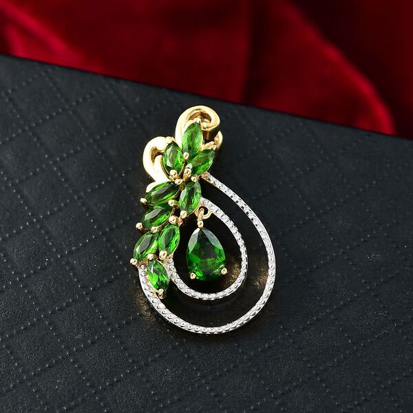 D'Joy Nat&uuml;rlicher Chromdiopsid Anh&auml;nger 925 Silber vergoldet ca. 2.35 ct image number 3