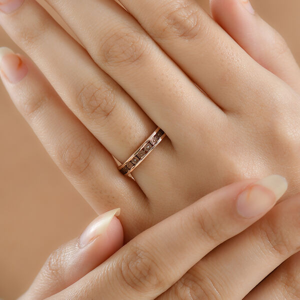 Natürlicher Champagner Diamant Ring 925 Silber 750 rosévergoldet (Größe 18.00) image number 2