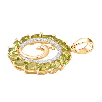 Nat&uuml;rlicher Peridot und Zirkon Anh&auml;nger - 3,95 ct.