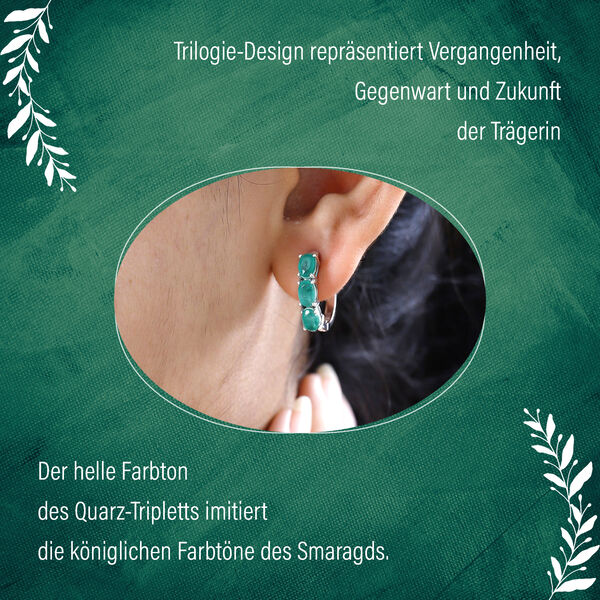 Smaragd Quarz Triplett Huggie Ohrringe image number 6