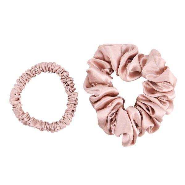 LA MAREY 2er-Set Scrunchies aus 19mm 100% Maulbeerseide, Rosa image number 0