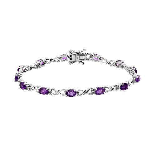 Afrikanisches Amethyst-Armband, ca. 20 cm, 925 Silber platiniert ca. 5.86 ct image number 0