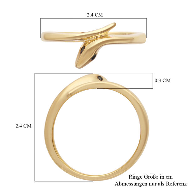 Schwarzer Diamant Bypass Ring 925 Silber vergoldet image number 6