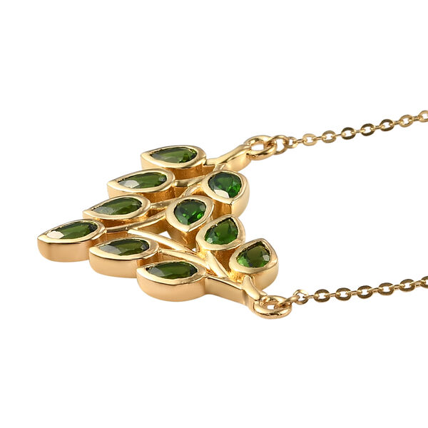 Nat&uuml;rliche Chromdiopsid-Halskette, ca. 45 cm, 925 Silber vergoldet ca. 2,39 ct image number 4