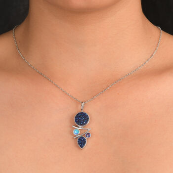 Sajen Silber-Drusy Achat Anh&auml;nger 925 Silber rhodiniert ca. 6.92 ct