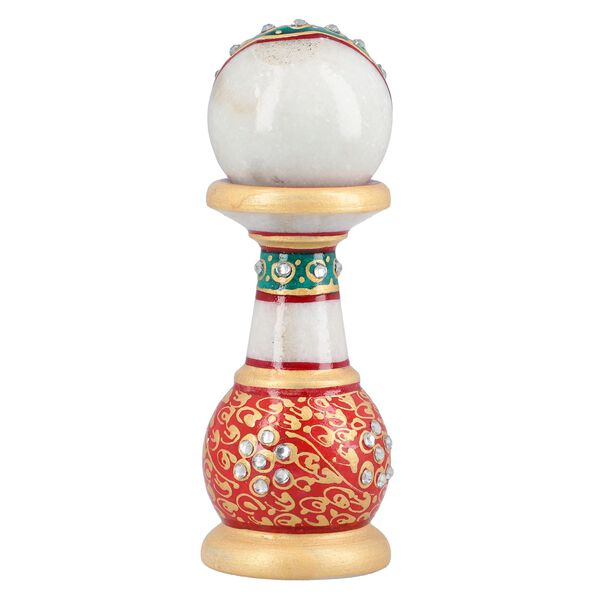 Handgefertigte Makrana-Tischuhr aus Marmor mit Rajasthani-Handemaille, blau image number 5