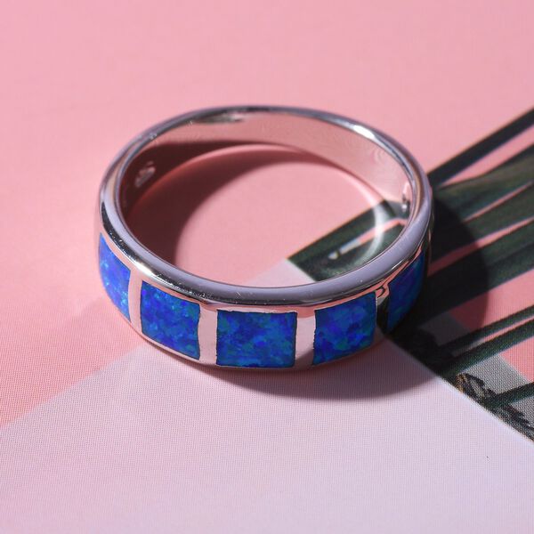 Synthetischer Kristall blauer Opal-Ring - 2,50 ct. image number 2
