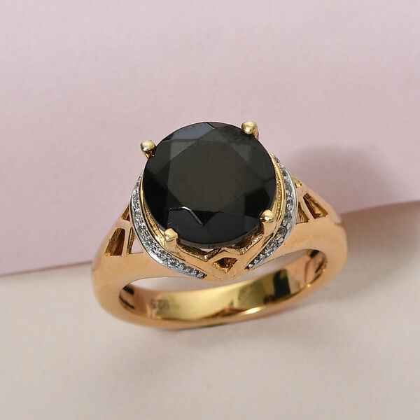 Elite Shungit und Zirkon Ring 925 Silber vergoldet  ca. 2,64 ct image number 2