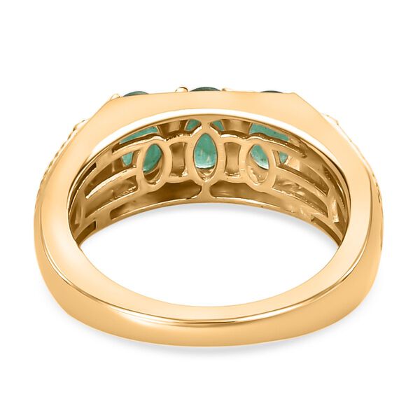 AA Kagem Sambischer Smaragd, weißer Zirkon Ring, 925 Silber Gelbgold Vermeil (Größe 18.00) ca. 1.40 ct image number 5