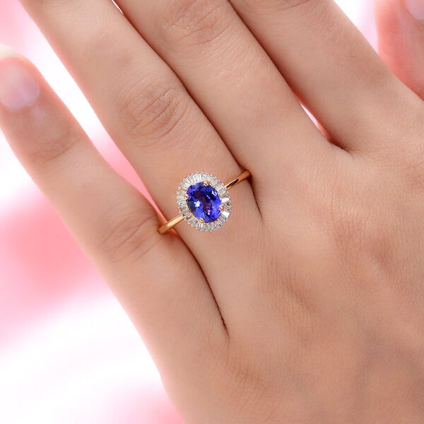 AAAA Tansanit und Diamant-Ring, 916 Gold  ca. 1,48 ct image number 3