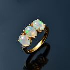 AA Natürlicher, äthiopischer Welo Opal, Weißer Diamant Ring, 925 Silber 750 Gelbgold Vermeil (Größe 20.00) ca. 2.34 ct image number 2
