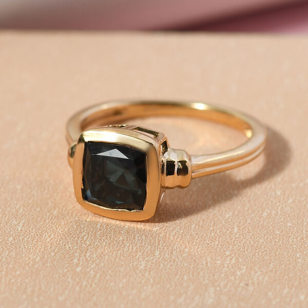 Alexandrit Triplett Quarz Solit&auml;r Ring 925 Silber vergoldet image number 2