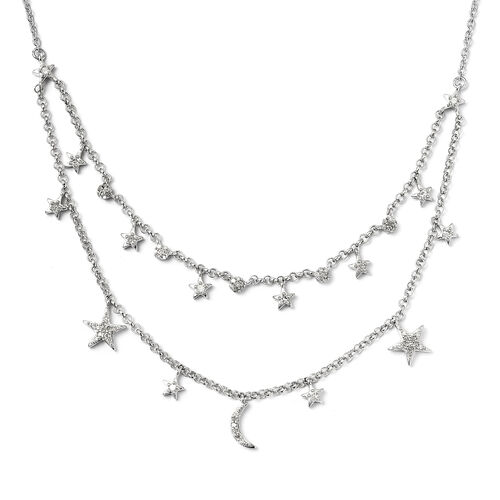 Diamant Stern und Mond Halskette in Silber image number 0