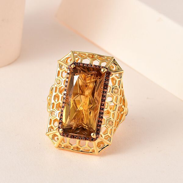 GP Trionfo Kollektion- AA Citrin, champagnerfarbener Zirkon und blauer Saphir-Ring- 12,06 ct. image number 1