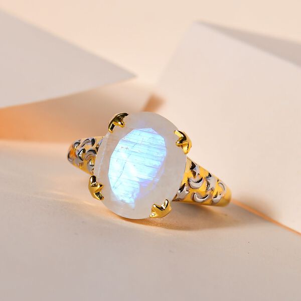 Premium Regenbogen Mondstein und Zirkon Ring mit himmlischen Thema - 4,86 ct. image number 2