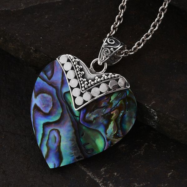 Royal Bali Collection- Abalone Muschel Herz Anhänger- 1 Karat image number 1