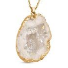 Drusy Quarz Schmuckset Messing, Reiner Edelstahl IP-Gelbbeschichtung ca. 65.70 ct