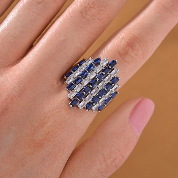 Blauer und weißer Zirkonia flexibler Ring image number 2