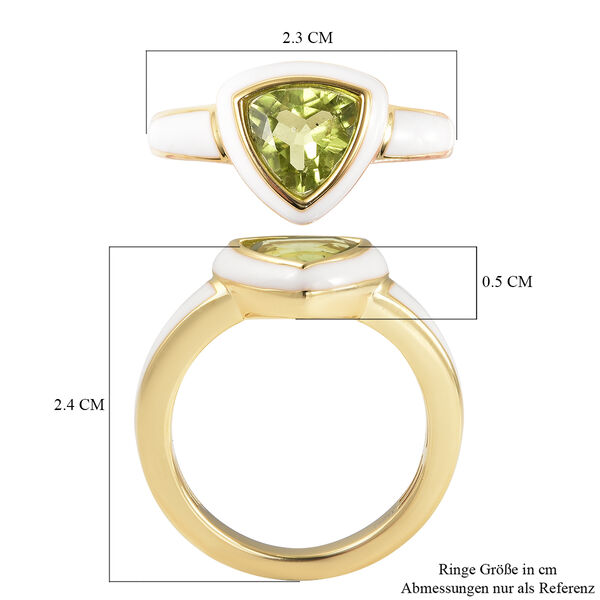 Peridot Solitär Ring 925 Silber Gelbgold Vergoldet image number 4
