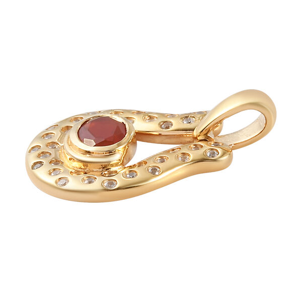 Mexikanischer Kirschfeuer-Opal und Zirkon-Anh&auml;nger in Silber image number 4