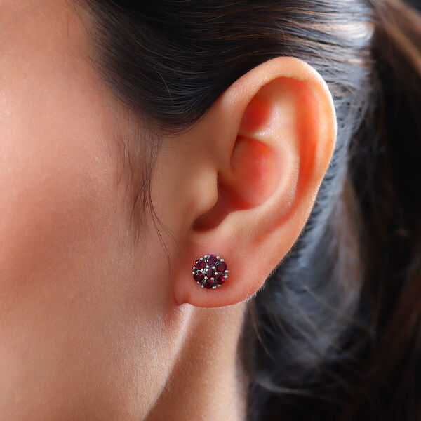 Anthill Granat Silber Floral Ohrstecker 1,20 Ct image number 3