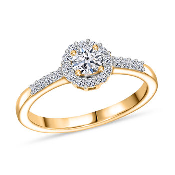 LUXURIANT SI-GH Labor Diamant Ring, 925 Silber 750 Gelbgold Vermeil - 0,50 ct.