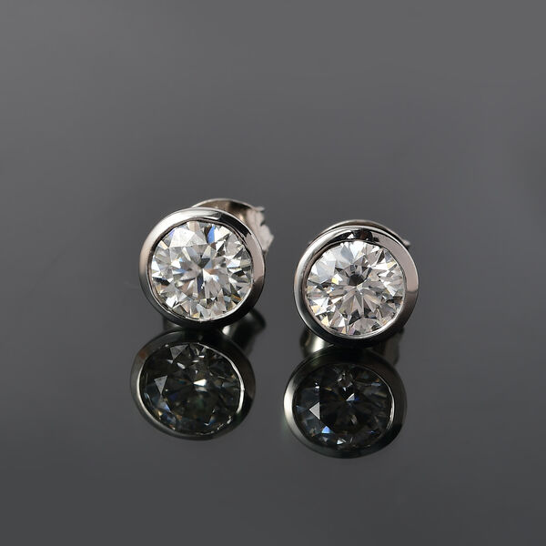 Moissanit Ohrringe, 925 Silber platiniert - 1,51 ct. image number 2