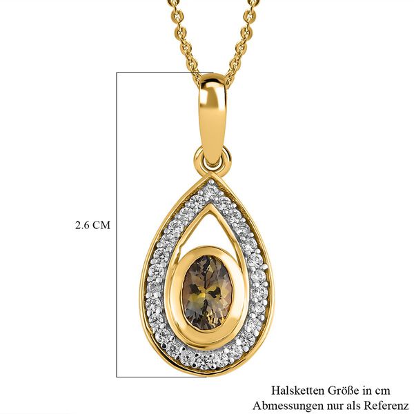 AA nat&uuml;rlicher, goldener Tansanit und Zirkon-Anh&auml;nger mit 50cm Kette - 0,90 ct. image number 6