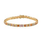 Mehrfarbiger Saphir, Moissanit Armband ca. 19 cm 925 Silber 750 Gelbgold Vermeil ca. 10.14 ct