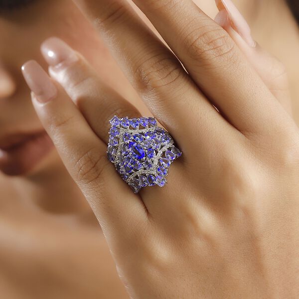 Tansanit Ring 925 Silber rhodiniert (Größe 18.00) ca. 6,16 ct image number 3