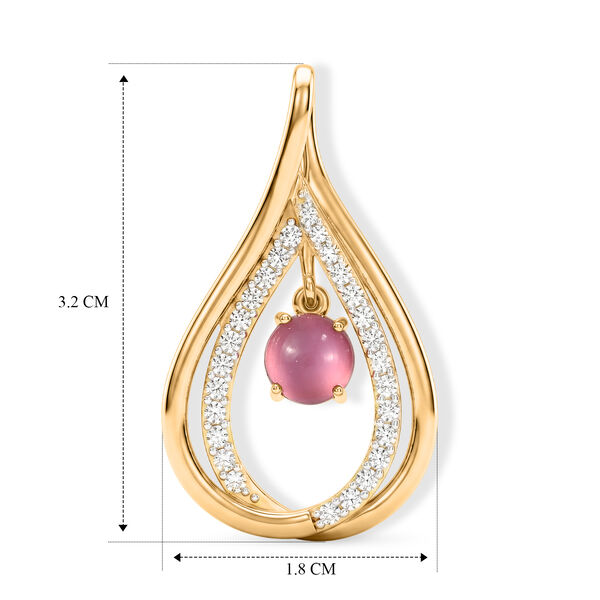D'Joy Flamingo Mondstein, Wei&szlig;er Zirkon Anh&auml;nger 925 Silber 750 Vergoldet ca. 1.44 ct image number 6